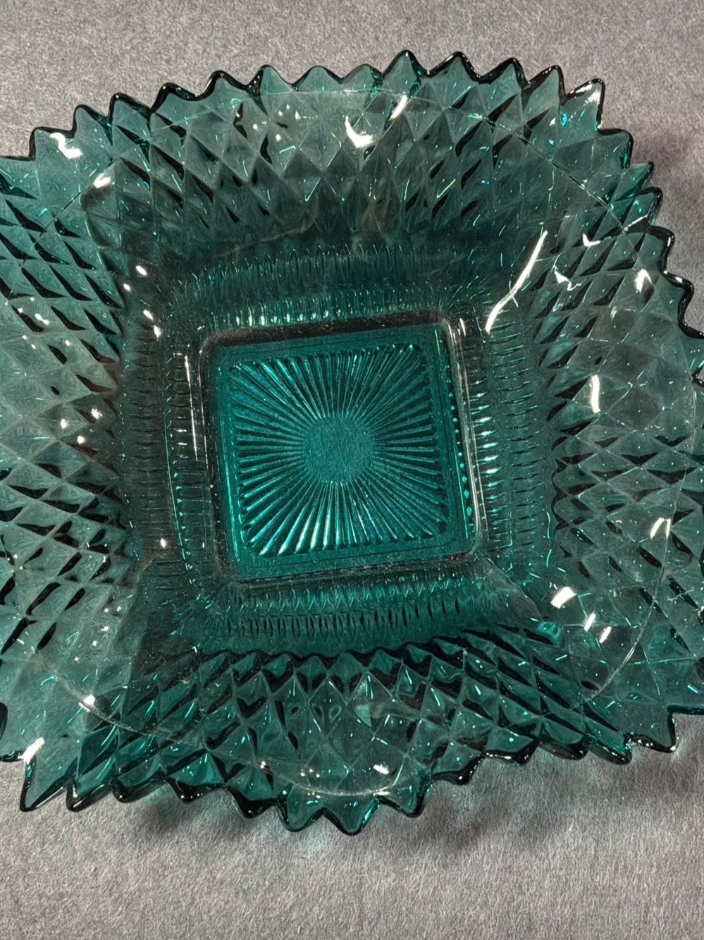 Teal Pressed Glass Decorative Bowl - Home Art